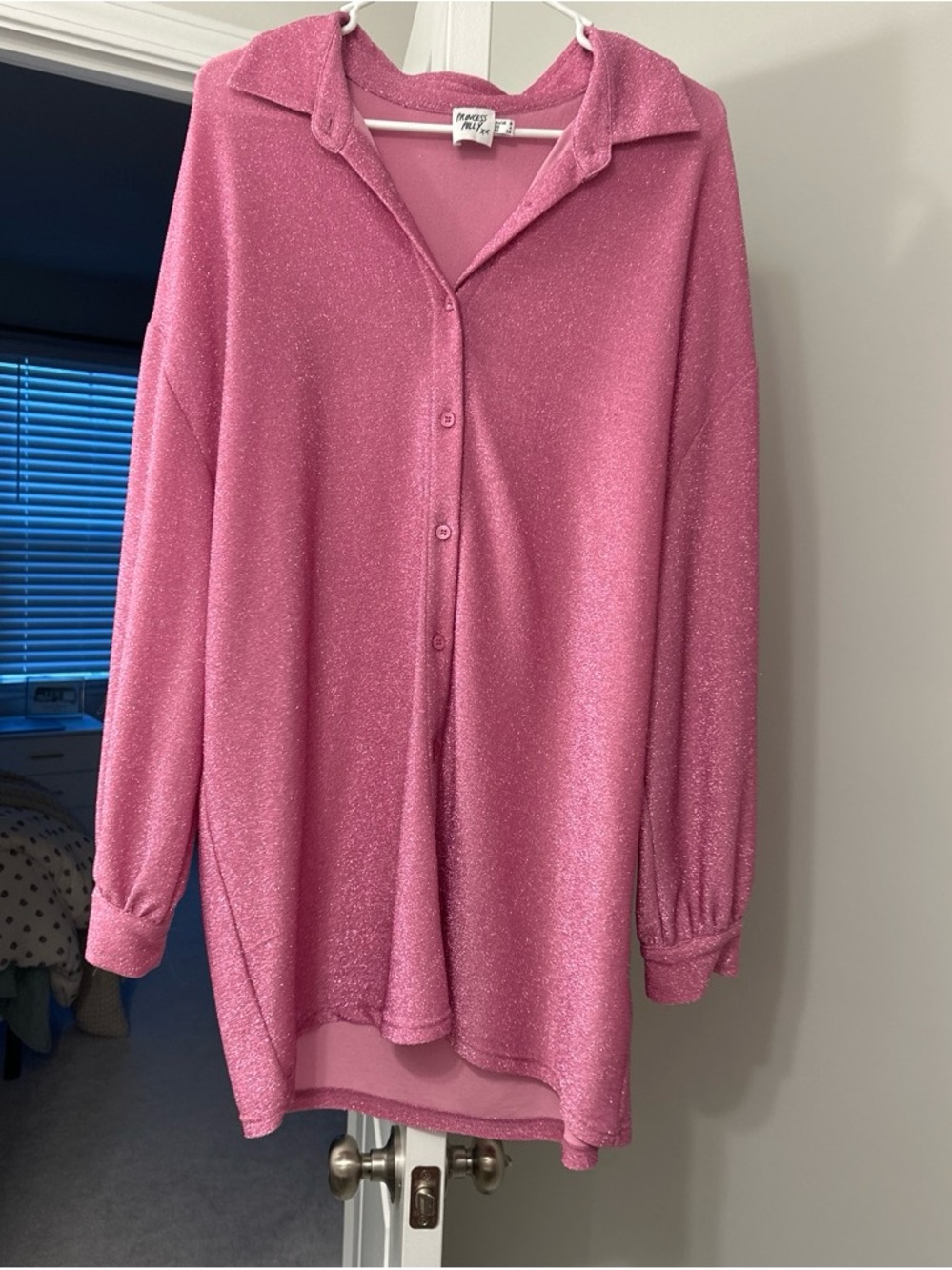 Sparkly Pink Button-Up Shirt/Dress